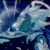 Animated blue and white abstract shapes with flowing lines against a dark background, transitioning between two distinct configurations.