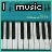 Animated contact sheet of a music-themed buddy icon showing sequential frame changes with piano keys and text variations on a teal background.