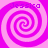 Four identical spiral patterns arranged in a on a pink background, each containing the text "Jessica" in purple pixelated font