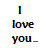 four and three displays the phrase "I love you" with pink dashed outlines changing across frames, including a heart symbol in one frame