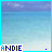 Animated beach scene with blue sky and water, displaying 'ANDIE' text and changing symbols below the horizon line.
