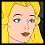 Four pixelated show a blonde woman and white horse in different poses with red, blue, and yellow accents