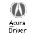 A circular grayscale logo with a stylized 'A' symbol above pixelated text reading 'Acura Driver' on a gray background.