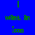 Blue background with green pixelated text reading 'I want an icon' in three lines, a vertical green bar above the text.