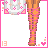 A 4x3 contact sheet of pixel art frames showing a cartoon woman with long brown hair in various poses and outfits, including pink dresses, white shorts, necklaces, earrings, and sunglasses, with visible text elements like "short" and "sweet!" on some panels.