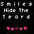 Pixelated text and heart symbols on a black background, with repeated phrases and alternating heart colors.