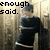 Pixelated image of a person in dark clothing with text 'enough said.' overlaid on the left side.