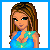 Pixelated icon of a woman with brown hair wearing a blue and green sleeveless top, set against a white background with a blue border.