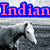 A four- displays horses with text overlays: 'Indian' top-left, 'Hill' top-right, 'Stables' bottom-left, and a blank bottom-right