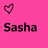 Four square display the name 'Sasha' with a heart symbol above it, each in distinct solid colors: pink, orange, purple, and gray