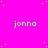 A bright pink background with scattered white dots and repeated 'jonna' text in pixelated font, featuring a gray rectangular shape at the bottom right.