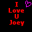 Pixelated red text "I Love U Joey" with a purple heart symbol above the 'U' on black background.