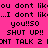 Pixelated text on a bright pink background with repeated phrases in black block letters, showing two color variations of the same text layout.