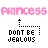 A 3x3 grid of pixelated animated frames showing a repeating pattern with 'princess' text above and 'DON'T BE JEALOUS' below, where the color of each word alternates between pink and black across frames.