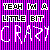 Pixelated text on a purple striped background with green animated highlights in the word 'CRAZY'