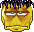pixelated yellow faces with black hair, showing sequential changes in eye expressions and mouth positions