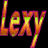 Pixelated static icon displaying the word "LEXY" in stylized block letters with gradient coloring on a black background.