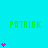 Green text 'PATRICK' repeated across cyan background with pink star icons in vertical and horizontal arrangements.