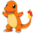 A 4x3 contact sheet of Charmander animation frames showing sequential pose changes with a gray transparency background in the bottom-right corner.