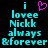 Pixelated cyan text on black background with a pink heart symbol above the first 'i' in two side-by-side identical layouts.