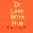 Pixelated text 'In Love With Him' on orange background with red heart symbols below, two variations of the same design.