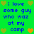Green background with blue text reading "i love some guy who waz at my camp" and pixelated hearts in green and orange.