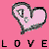 Animated contact sheet of a pink heart icon with 'LOVE' text repeating across frames, showing subtle animation changes in the heart's outline and internal details.