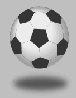 Six soccer ball icons arranged in a , each with black and white pentagonal and subtle shadows beneath them