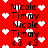 Red background with white pixelated hearts and alternating black text reading Nicole, Timmy, 43, 43 in vertical