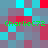 Pixelated of cyan, red, and gray squares with green text reading "CharlieC72" repeated four times across the image