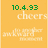 Yellow background with green digital text '10.4.93' at top, white pixelated text 'cheers' below it, and partially visible lower text elements.
