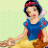 A 48x48 pixel animated contact sheet showing two frames of a Disney Princess-themed buddy icon with Snow White on the left and
