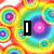 Rainbow-colored circular patterns with text overlays reading 'I', 'LOVE', and 'ROONEY' on a pixelated background.