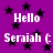 Purple background with black stars and white text reading "Hello Seraiah (" repeated in four quadrants.