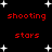 Black background with white star shapes and red text reading 'shooting stars' in pixelated font.