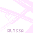 A static pattern of repeating light purple diamond shapes on a white background with the text 'ALYSSA' in pixelated font at each intersection.