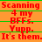 Static orange background with red text reading "Scanning 4 my BFFs. Yupp. It's them." repeated in a pattern