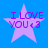 Four identical pixelated purple stars on a blue background with 'I LOVE YOU <3' text inside each star.
