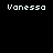 Pixelated text 'Vanessa' appears in white on black background with pink rectangular overlays shifting positions across frames.