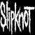 A 50x50 pixel AIM buddy icon featuring a split design with the band Slipknot's logo on the left and a group photo of musicians on the right, displayed as part of an animated contact sheet.
