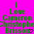 Green pixelated text on bright pink background reads 'I Love Cameron Christophe Brisson' with a black heart symbol at the bottom right.