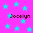 A static image with a bright pink background filled with scattered cyan stars and repeated text "Jocelyn" in dark brown pixelated font.