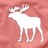 Static pixelated image of a white moose-like animal with antlers against a reddish-pink background.