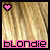 Two side-by-side animated frames of a pixelated buddy icon featuring blonde hair, pink text, and a heart symbol that changes color between frames.