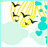 Yellow and cyan pixelated icon with abstract shapes, including curved lines and irregular forms against a light background.