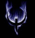 Animated icon shows a dark crescent shape with blue flame-like effects around it, set against black background.