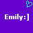 Purple background with cyan heart icon above two white 'Emily:]' text blocks.