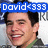 Pixelated image of a smiling person with dark hair wearing a green-collared shirt, overlaid with a blue banner reading 'David<333' in white text.