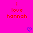 A bright pink background displays repeated red text 'i love hannah' with blue heart and arrow symbols scattered across the image.