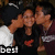 A four- shows two people in a close pose with text changing in each : best, friends, forever, and (